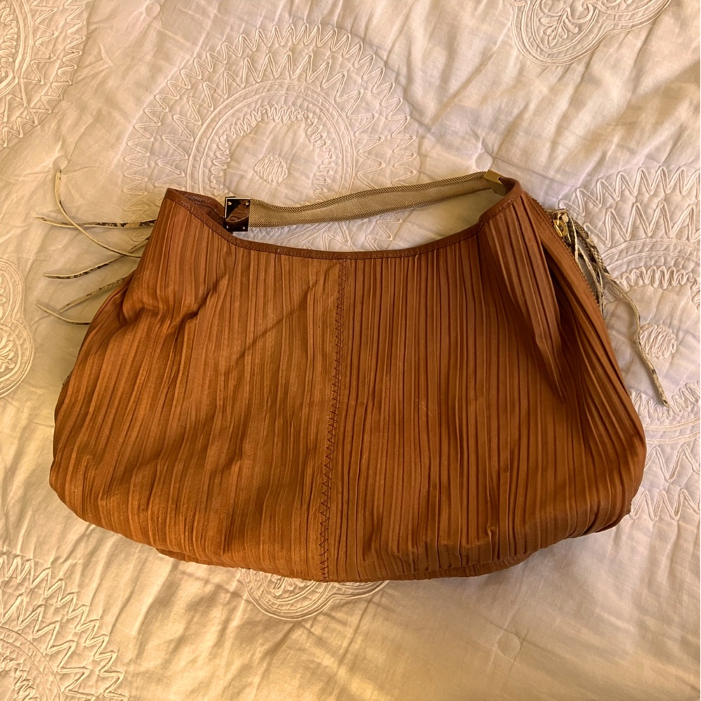 Tre Vero Crinkle Python cognac color bag good used condition